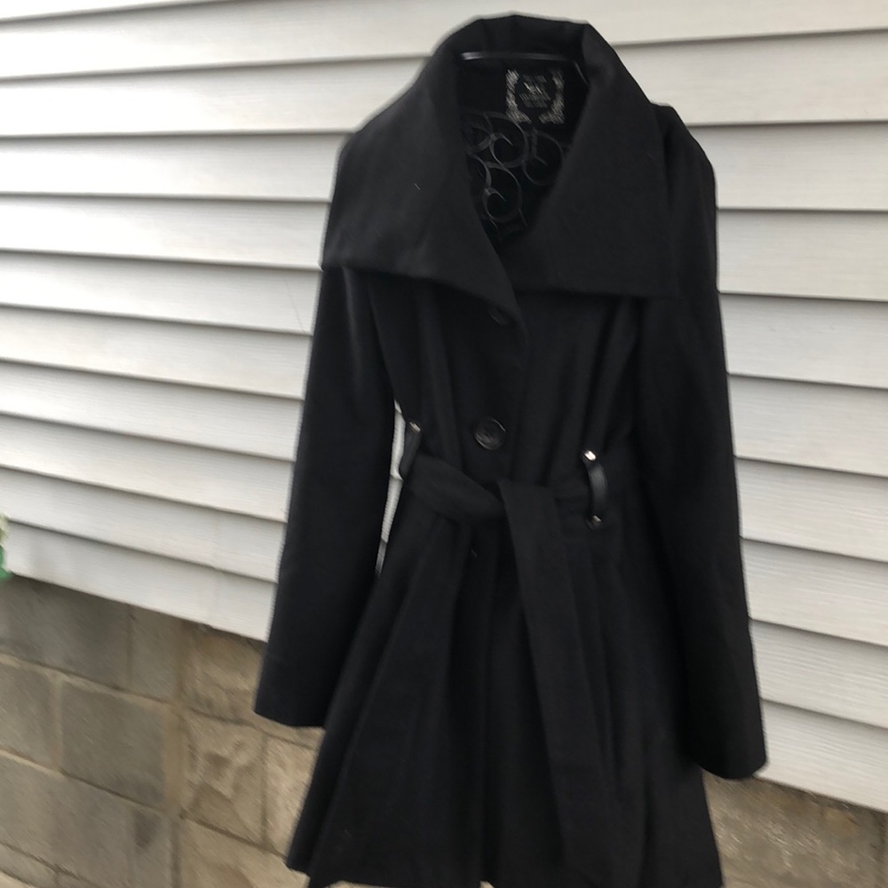 3 button black dress coat